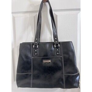 FranklinCovey Black Super Organizer Tote Bag, faux leather